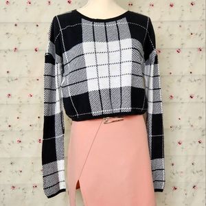 Gypsy Warrior Plaid Cropped Sweater